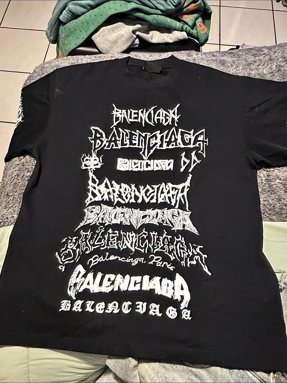 Balenciaga Metal Multi-Logo Artwork T-Shirt Black & White